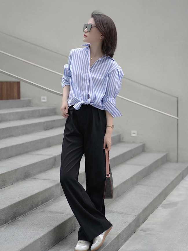 Street style Châu Á đồng loạt &quot;tẩy chay&quot; quần ôm, chỉ diện thiết kế ống rộng nhưng tạo được cả chục bộ đồ mặc đi làm đẹp hết nấc - Ảnh 4.